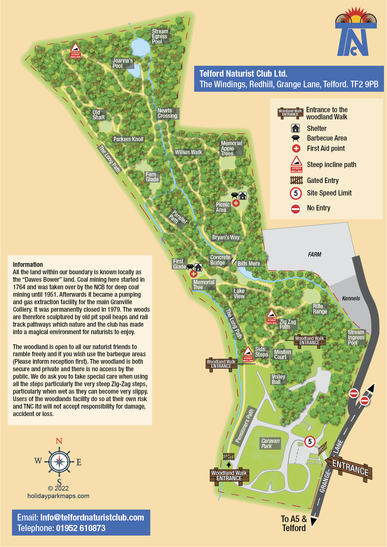 Telford Naturist Club Woodland Map