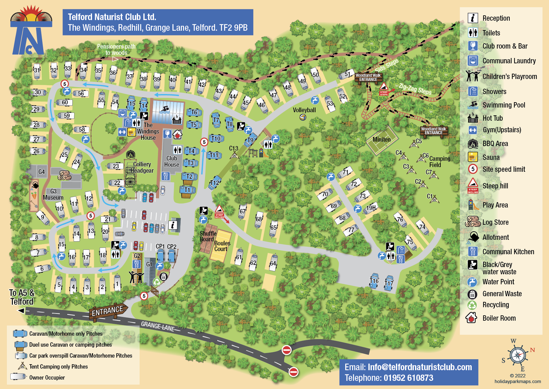 Telford Naturist Club Site Map